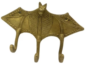Ganchos de murciélago dorados grandes de latón para colgar abrigo llavero regalo toalla coleccionable - Imagen 1 de 7