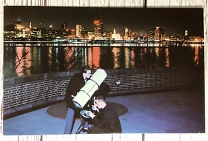 Chicago IL Illinois Skyline Adler Planetarium Telescope Postcard - Picture 1 of 2