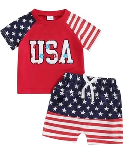 Patriotic Toddler Baby Girl Summer Outfits American Flag 6-9 Months - Picture 1 of 6