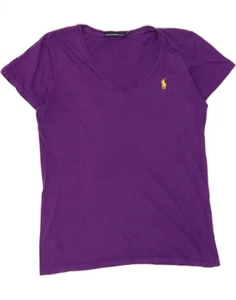 RALPH LAUREN Womens T-Shirt Top UK 14 Medium Purple Cotton DD53 - Picture 1 of 3