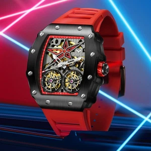 ONOLA Ruder Schwungrad Skelett Vollautomatischer Zeiger 30m Herrenuhr - Bild 1 von 15