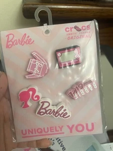 NIP Crocs Barbie 5 Pack Jibbitz Original Pink Girl Shoe Charms New - Picture 1 of 2
