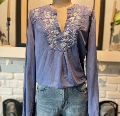 长袖蓝色刺绣大上衣 — 第 1/4 张图片