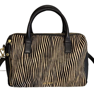 Vera Bradley MARLO SATCHEL in UPTOWN STRIPES Leather Calf Hair Handbag Purse - Picture 1 of 16