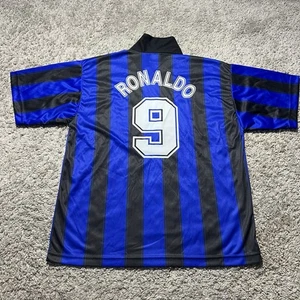 Vintage 1990s Y2k Ronaldo Inter Milan Jersey Blue Striped Large World Class - Picture 1 of 7