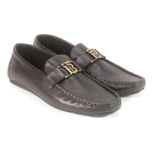 Sigotto Uomo Brown Soft Leather Driving Loafer with B Logo - Picture 1 of 30