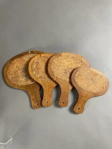 Vintage MCM Wood & Cork Trivets Hot Pads Wood Product Set of 4 paddle shape - Picture 1 of 20