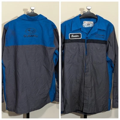 Red Kap JDM SUBARU Mechanic Porter Service Black Blue Gray Button Shirt L +2Hats - Image 1 of 4