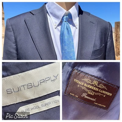 Suitsupply Vitale Barbaris Canonico 100% Wool Super 110s Blazer Men Size 18/US38 - Image 1 of 4