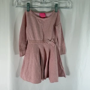 Lily Pulitzer Dress Girls XS 2-3 Pink Metallic Long Sleeve Round Neck Knit Pullo - Picture 1 of 10