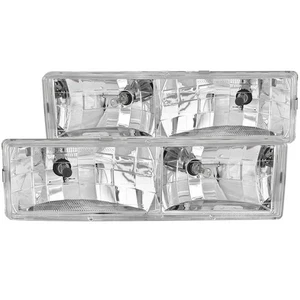 Clear Lens Crystal Headlight Set w/Bulb for 1988-1998 Chevrolet C/K1500 [Chrome] - Picture 1 of 2
