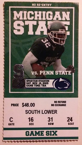 2005 Penn State Michigan State Ticket Stub Football Cover