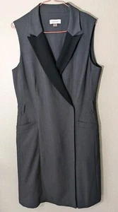 Calvin Klein Dress Women's 12 Sleeveless Collared Wrap Workwear Gray/Black Form - Picture 1 of 9