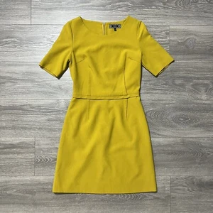 Next UK Short Sleeve Sheath Bodycon Dress Career Mustard Yellow Womens 6 6R - Picture 1 of 18