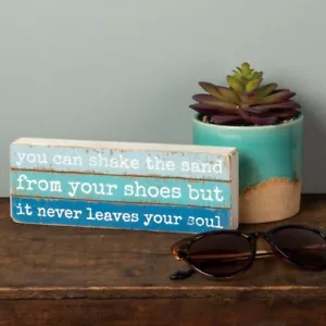 Wooden The Sand Never Leaves Your Soul Slat Block Sign - Multicolor - Picture 1 of 2