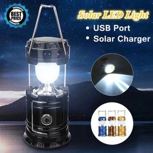 Solar Camping Tent Light Rechargeable LED Flashlight Power Torch Lantern Lamp US - Picture 1 of 15