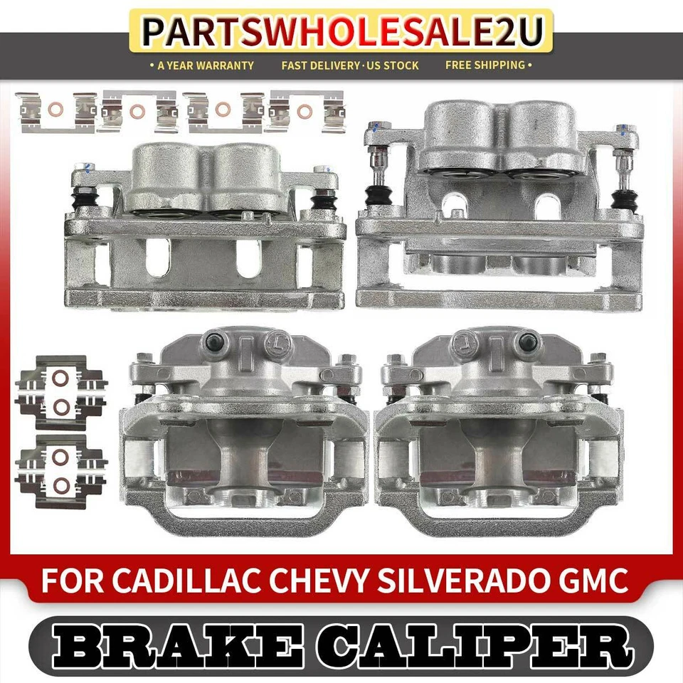 4x Pinzas de freno delanteras y traseras con soporte para Chevrolet Silverado 1500 GMC Yukon Foto 1 de 4