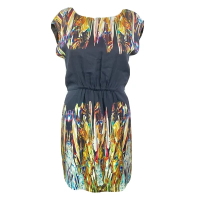 Vestido Twelfth Street Cynthia Vincent para mujer talla 2 negro dorado hasta la rodilla cambio Foto 1 de 4