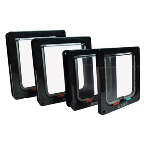 4 Way Black Pet Cat Puppy Dog Lockable Safe Flap Door Frame Magnetic Lock ABS - Picture 1 of 12