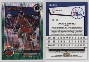 2019-20 NBA Hoops Premium Stock Tribute Green Flash Prizm /99 Julius Erving HOF