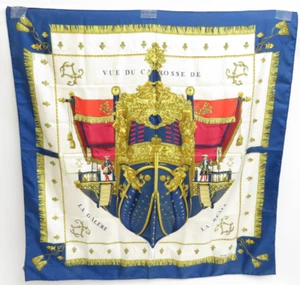 Authentic HERMES "VUE DU CAROSSE DE LA GALERE" Silk Scarf Carre 90 #40793 - Picture 1 of 15