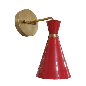 1950's Mid Century Handmade Brass Italian Diabolo Wall Sconce Light Fixture - Picture 1 of 12