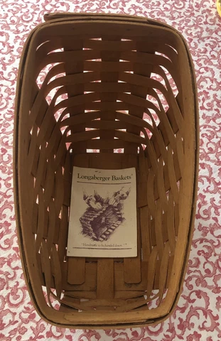 LONGABERGER Small Vegetable/ Sleigh Basket Natural 1995 EUC Cover