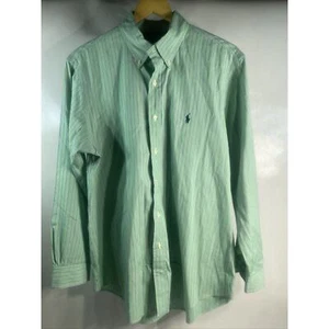 Polo Ralph Lauren Green Striped Long Sleeve Button Up Shirt Men's Size Large - Picture 1 of 8