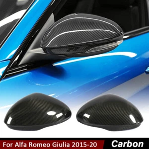 For Alfa Romeo Giulia 2015-18 Carbon Fiber Rearview Side Wing Mirror Cover Caps - Picture 1 of 12