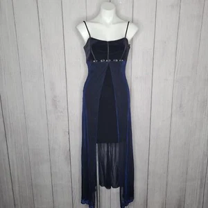 Vintage Blondie Nites By Jaslene 90s Y2K Black Sheer Velvet Maxi Dress - Picture 1 of 10