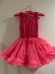 Tutu dress Child Large, Pink Sequin, Satin bow, Mid-length Tulle Dance Costume - Picture 1 of 4