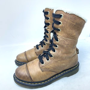 Dr Martens Aimilita Faux fur Shealring Boots Grizzly brown Lined Uk 6 eu 39 - Picture 1 of 14