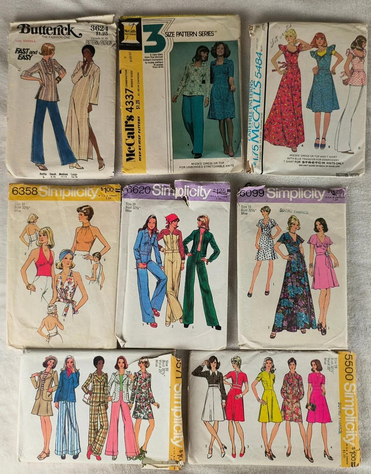 Vintage Sewing Pattern Lot Simplicity McCall's Butterick Size 10 Dress Pants Top - Image 1 of 4