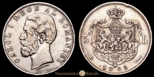 Rumania - Carlos I. 5 Lei. (24,81 g.). Bucarest. 1882. KM-17.1. VF+. Escasa. Gol - Bild 1 von 3