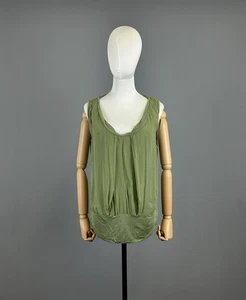 TRANSIT PAR SUCH 930 Green Mesh Lagenlook Sleeveless Blouse Tunic Shirt Size 3 - Picture 1 of 10