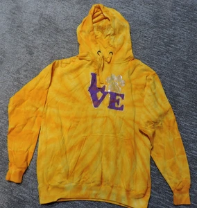 Dyenomite Damen goldgelber Batik Langarm Hoodie "LOVE" Strass Gr. L - Bild 1 von 5