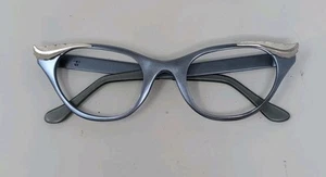 Blue vintage Tura cat-eye glasses Aluminum Feather 1950s 5.5 Feather Detail - Picture 1 of 12