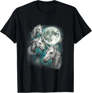 Three Unicorn Moon 3 Magical Fantasy Mythic Horned Unicorn T-Shirt - Bild 1 von 3