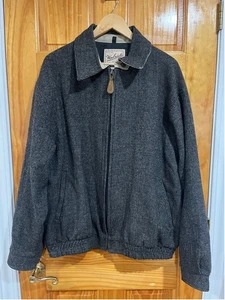 Vintage Woolrich Men's Houndstooth Gray Zip Bomber Lined Wool MADE IN USA XL - Picture 1 of 8
