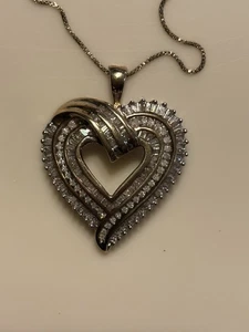 Jane Seymour Diamant Herz Anhänger 925 Sterling Halskette Vintage 17" JWBR  - Bild 1 von 10