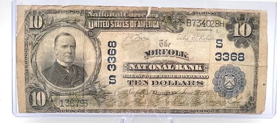 1902 $10 Norfolk Virginia Blue Seal Note Lot. H63 - Image 1 of 4