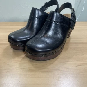 Clark’s schwarze Leder-Pantoletten Slingback 3-Zoll-Absatz neu ohne Karton Größe 8 - Bild 1 von 9