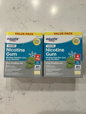 EQUATE Nicotine Gum Count 320 Pieces 4mg Cool Mint EXP 5/2027 -2 Boxes- - Image 1 of 4