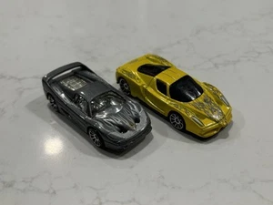 Hot Wheels Loose Ferrari F50 1999 Silver & Yellow Enzo Ferrari 2002 Flames - Picture 1 of 8