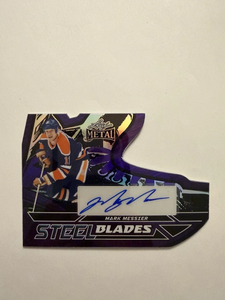2025 Leaf Metal Hockey Legends MARK MESSIER Steel Blades Purple Shimmer Auto 2/7 - Image 1 of 2