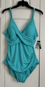 JANTZEN BADEANZUG DAMEN EINTEILER CALIYPSO BLAU GRÖSSE 14 UND 16 VORNE GEDREHT - Bild 1 von 7