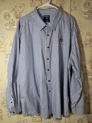 Camisa masculina Kansas Jayhawks manga longa 3XL azul/branco botão para baixo casual  - Imagem 1 de 4