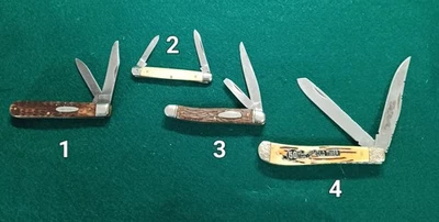 Lote de 4 navajas de bolsillo, antiguas Kabar, antiguas imperiales, Schrade China Foto 1 de 4