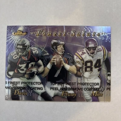1999 Topps Finest John Elway/Randy Moss/ Davis W/ Coating Finest Salute HOF  - Image 1 of 2