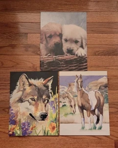 Vintage 90's School Folder Lot Norcom ANIMALS Dogs Puppies Wolf Horse 1996 - Picture 1 of 11